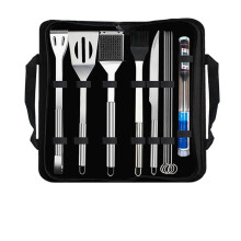 BBQ Grill Tool Set 11pcs Stainless Steel Utensils with Long Handles for Outdoor Camping and Home Cooking