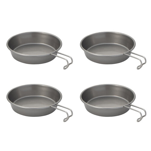 Stainless Steel Dinnerware Set 4 Pack, Stackable Rust Resistant Plates and Bowls for Kitchen and Camping 2