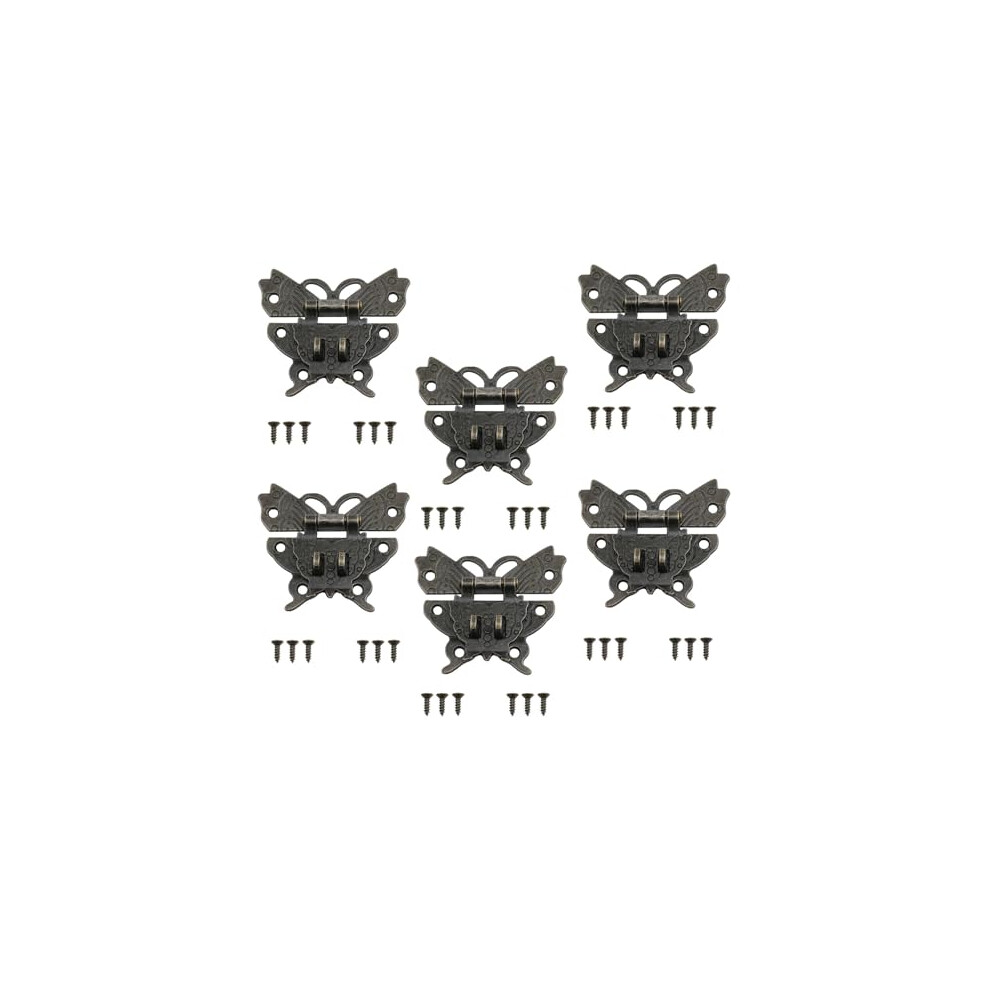 Antique Bronze Butterfly Latch Vintage Box Lock Set For Wooden Jewelry Boxes And Cabinets 6Pcs 9045646521435
