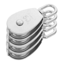 4pcs Stainless Steel Swivel Pulley Block Wire Rope System for Lifting and Hanging with Rotatable Hook