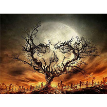 Halloween Paint by Numbers for Adults Beginner 16x20 Kit with Wooden Frame Quick Dry Acrylic Paints