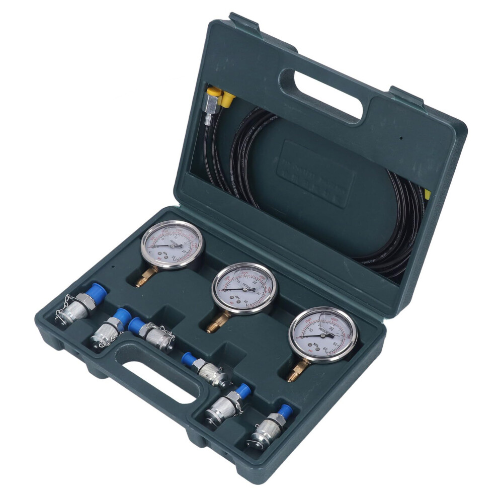 Hydraulic Pressure Test Kit For Excavators, Accurate MultiâRange Gauge Set With Couplings And Hoses 9351714731287