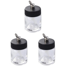 3pcs 22cc Airbrush Paint Bottles, Airbrush Glass Jars with Adaptor for Siphon Feed Airbrush