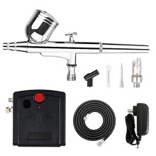 25PSI Dual Action Gravity Feed Airbrush Kit with Compressor for Makeup, Cake, Nail Art and Models