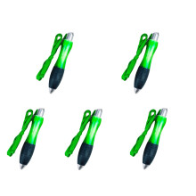 5 Pieces Of Large-Sized, Thickened Grip Pens, With Low Grip Force, Retractable, And Thickened Shaft, In Green