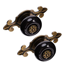 2Pcs Vintage Cabinet Handles with Ceramic Drawer Knobs, Durable Zinc Alloy for Home and Office