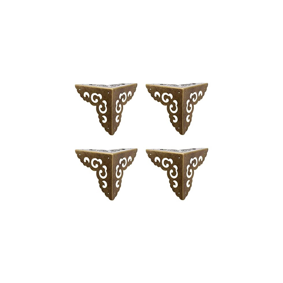 Brass Corner Protectors 4Pcs Vintage Decorative Guards For Furniture Boxes, Antique Finish Bronze