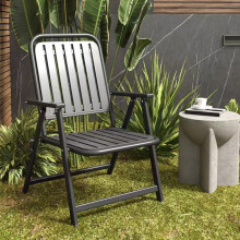 Folding Camping Chair with Backrest and Armrest, Lightweight Outdoor Camp Chair for Fishing BBQ, 18in Black