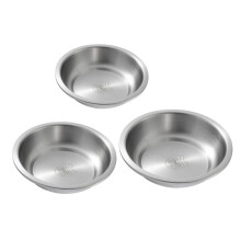 3pcs Round Stainless Steel Serving Plates Set for Roast Meat and Breakfast, Easy Clean and Smooth Edges