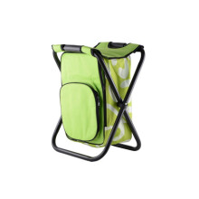 Green Camping Folding Chair Backpack Cooler with Insulated Storage for Outdoor Picnic