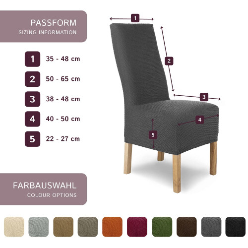 Stolsöverdrag Stretchig Antracit Flanell Set om 2 1