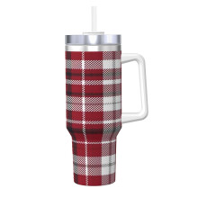 Personlig julpläd 120 cl tumbler med handtag och sugrör - stål