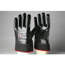 Heavy Duty Nitrile Work Gloves Pack of 12, Oil and Chemical Resistant, Large Cuff, Textured Grip, Size 10 Black