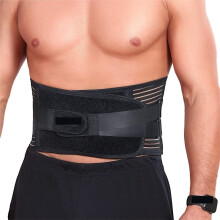 Unisex Breathable Back Support Belt for Weightlifting, Adjustable Ergonomic Waist Protection Black