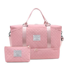 Large Waterproof Travel Duffel Bag for Women 90L Weekender Gym Tote with Shoe Compartment Coral Pink
