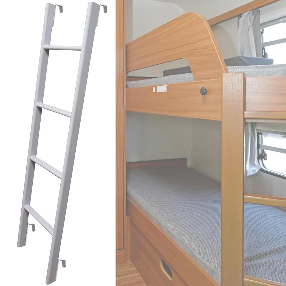 Metal Bunk Bed Ladder 51 Inch with Adjustable Hooks for RV and Loft, Durable NonSlip Steps