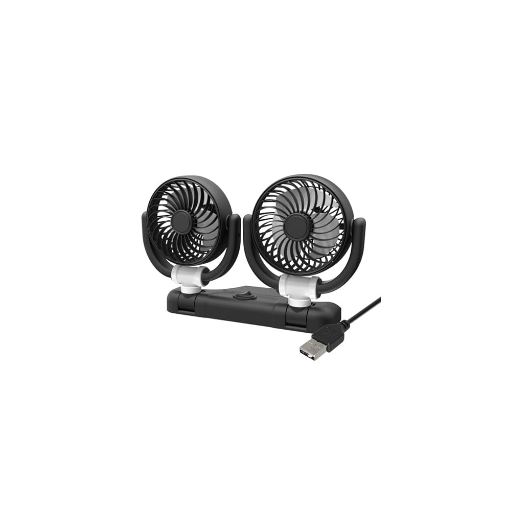 Double Head Car Fan 12V 24V Quiet Two Speed Cooling Fan 360 Rotation For Dashboard 9351714734172