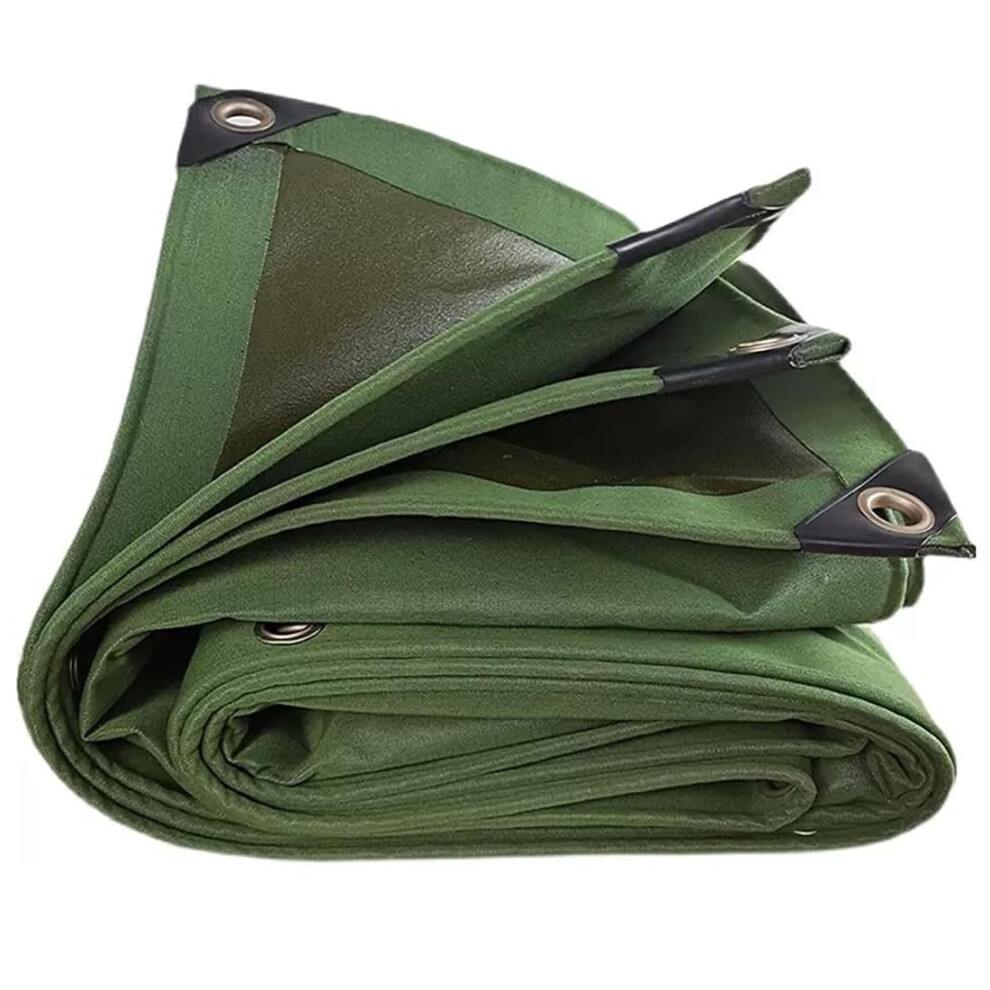 2X4m Waterproof Heavy Duty Canvas Tarpaulin Cover, Tear Resistant Rainproof Tarp With Aluminum Grommets For Outdoor Roof Patio 9045646510460