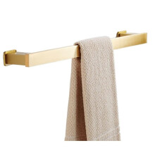 Gold Towel Bar Wall Mounted Rail, Brushed Gold Finish Space Aluminum Single Holder for Bathroom