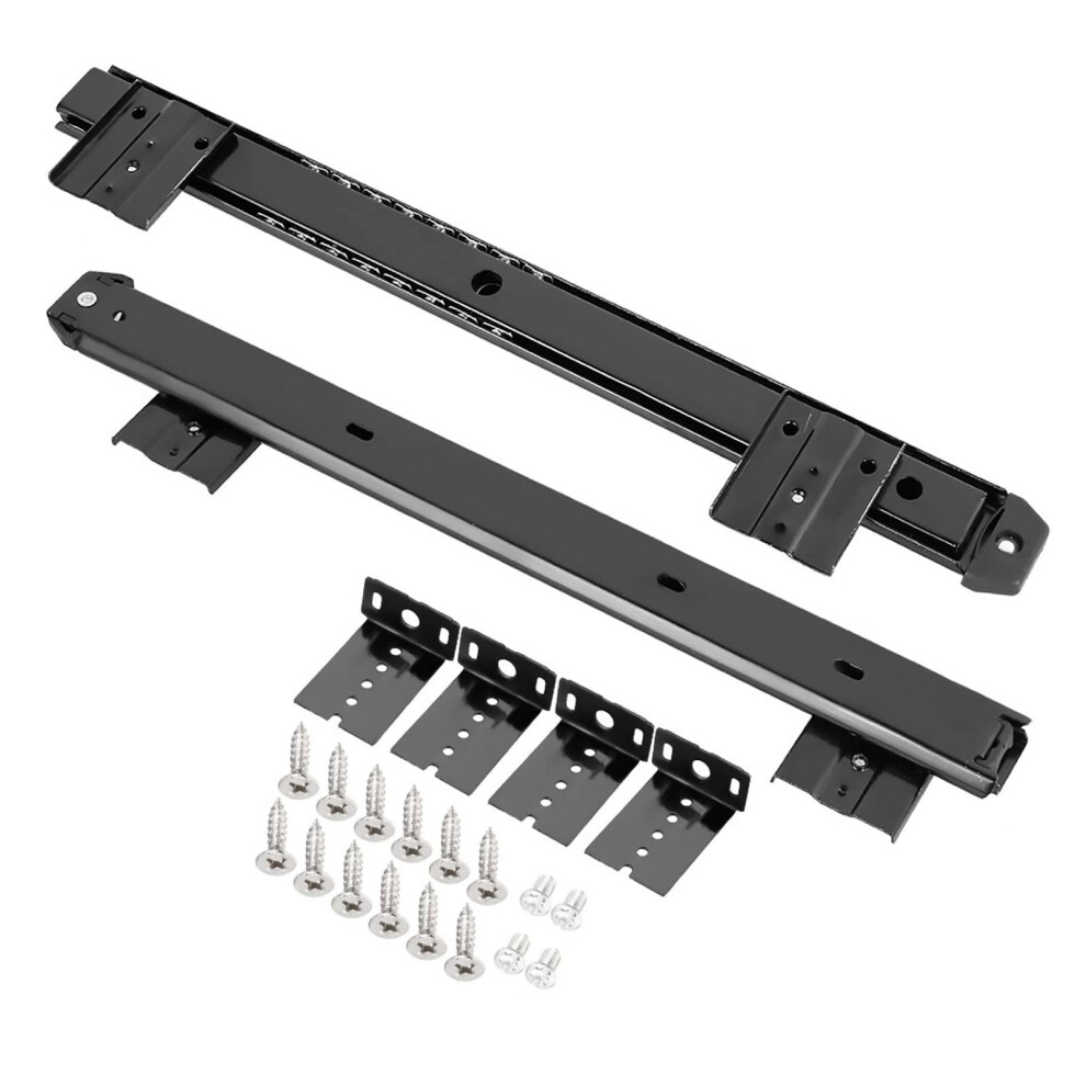 Keyboard Drawer Slides 14 Inch Under Desk Tray With Smooth Roller Runners Height Adjustable Black 2Pcs 9351714720243