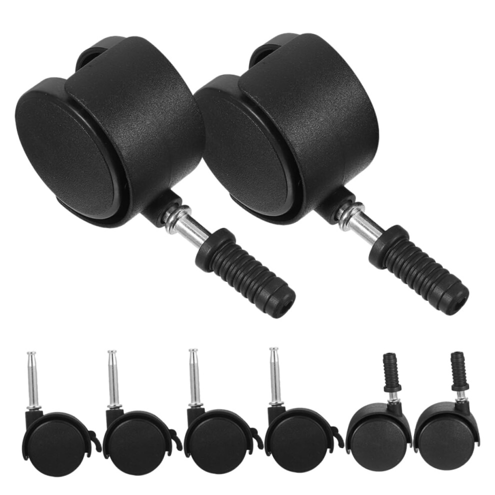 8 Pack Replacement Swivel Stem Caster Wheels With Brakes, Silent Plastic For Furniture And Shelves 9351714734509