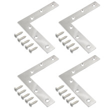 4 Pack Stainless Steel Corner Brace 120 x 120 mm Heavy Duty L Bracket Set with Screws for DIY