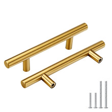 Gold Cabinet Pulls 10 Pack 3.75 Inch Brushed Gold Drawer Handles for Kitchen Cabinets Furniture