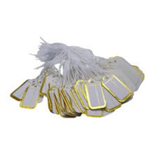 Blank  Tags with String 100 Pack, Writable Gold Retail Hang Tags for Jewelry and Clothing
