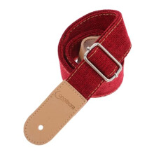 Adjustable Cotton Linen Ukulele Strap with Leather Ends for Soprano and Concert Ukuleles Jujube Red