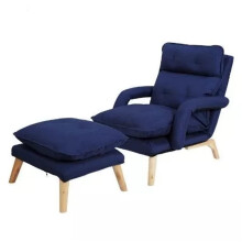 Blue Fabric Accent Chair with Ottoman Set, Adjustable Reclining Lounge Chair for Living Room