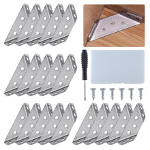20 Pack Furniture Corner Brackets Stainless Steel Angle Brackets with Screws Triangle Support Frame for Shelf Cabinet Table Chair