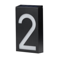 Solar House Number Light #2, Waterproof LED Door Sign with Automatic Night Illumination for Home Outdoor
