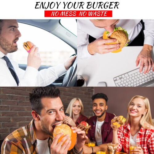 Retractable Burger Holder Set 4 Pack, Mess Reusable Hamburger Holder for BBQ and Grilling 2