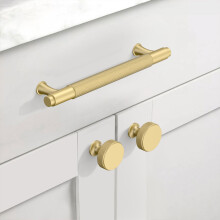 Matte Gold Cabinet Pulls Knurled Drawer Handles Modern Minimalist Design Durable Metal Hardware
