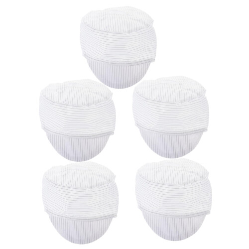 5pcs Anti Static Cap Set Breathable Mesh ESD Work Hat for Electronics Cleanroom Assembly White