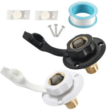 White RV City Water Inlet with Integrated Check Valve, Durable Weatherproof Fill Port Replacement