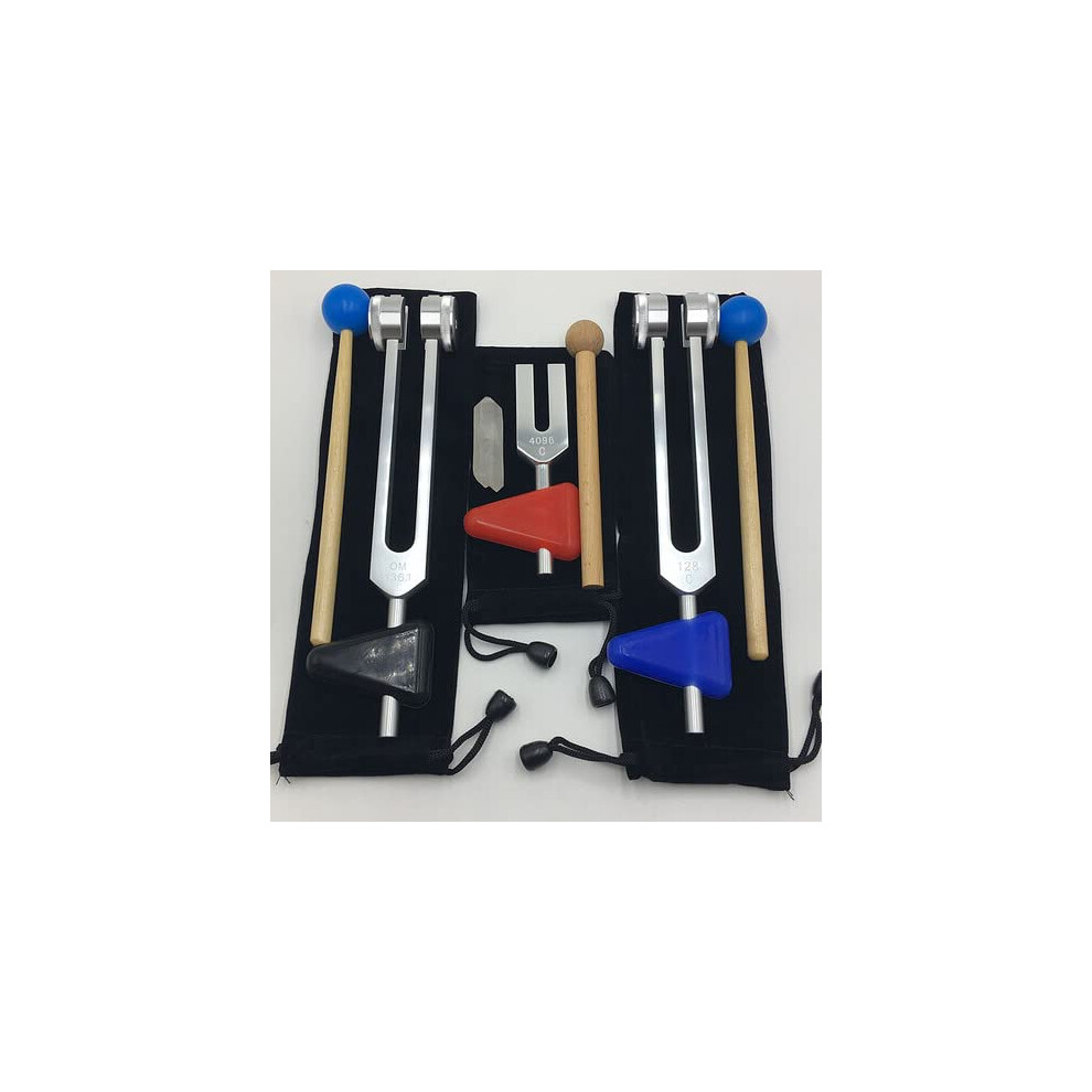 Tuning Fork Set 136.1Hz 128Hz 4096Hz Aluminum Alloy for Meditation Sound Healing with Mallet and Bag