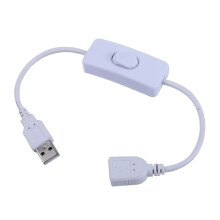 USB Switch Cable 28cm Inline Extension White, Easy Power Control for String Lights and USB Devices