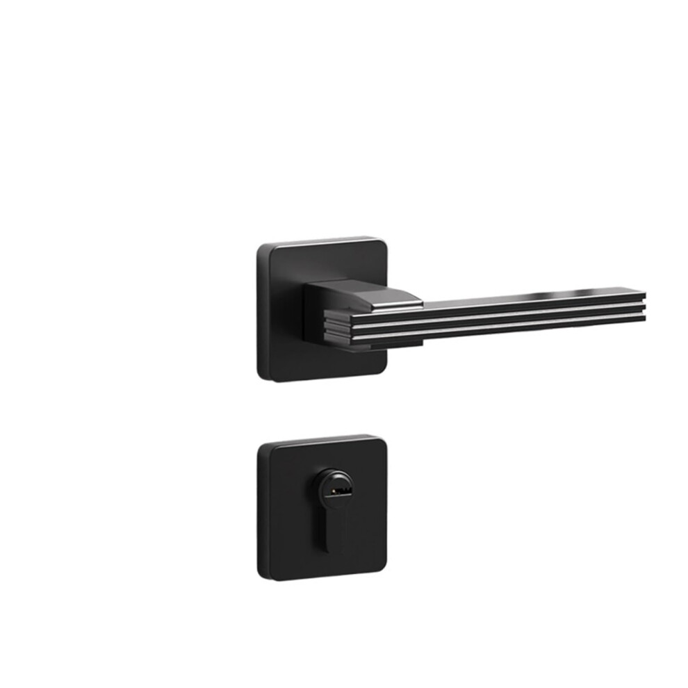Black Interior Door Lock Without Key, Silent Privacy Handle Set For Modern Bedroom, Durable Zinc Alloy 9351714721394