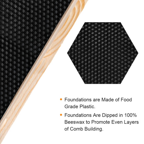 Bee Hive Frames 10 Pack Medium Super 61/4 Inch with 100% Beeswax Coated Foundation Sheets Black 1