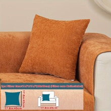 (Orange, Pillow Case 17.8*17.8in (45*45cm)) 1pc Solid Chenille Sofa Cushion Cover All-Season Universal Easy Modern Anti-Slip Sofa
