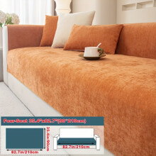 (Orange, Four-seat Sofa Cover 35.4*82.7in (90*210cm)) 1pc Solid Chenille Sofa Cushion Cover All-Season Universal Easy Modern Anti-Slip Sofa