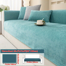(Green, Three-seater Sofa Cover 35.4*70.8in (90*180cm)) 1pc Solid Chenille Sofa Cushion Cover All-Season Universal Easy Modern Anti-Slip Sofa