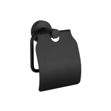 Pet Proof Toilet Paper Holder Wall Mounted with Flip Cover, Matte Black 304 Stainless Steel Splash Resistant Dispenser