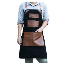 Adjustable Canvas Work Apron with Pockets, Oil‑Resistant Bib Apron for Men and Women, Black