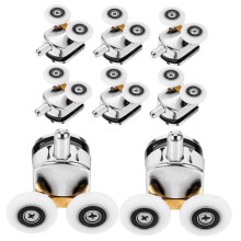 8PCS Shower Door Rollers Replacement Kit for Bathroom Glass Doors, Smooth Quiet Sliding Wheels Compatible with Curved Shower Enclosures