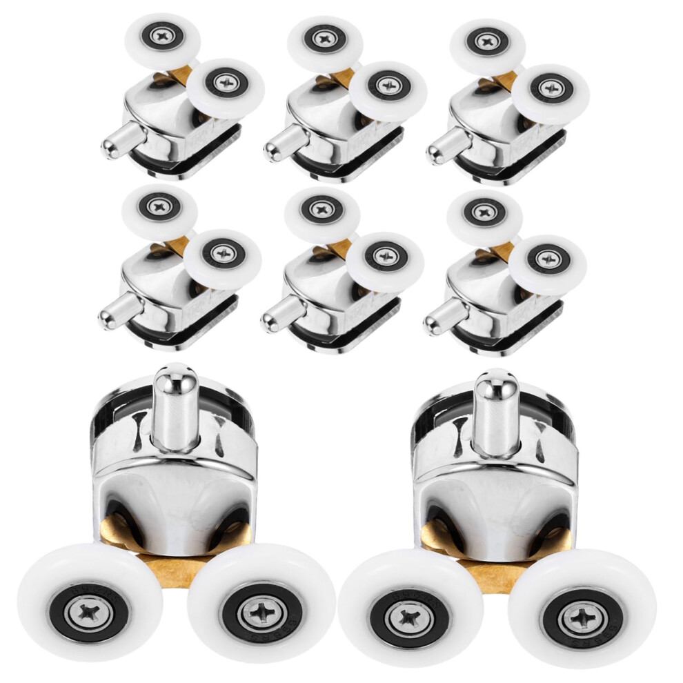 8Pcs Shower Door Rollers Replacement Kit For Bathroom Glass Doors, Smooth Quiet Sliding Wheels Compatible With Curved Shower Enclosures 9351714721943