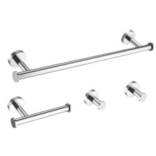 Bathroom Hardware Set SUS 304 Stainless Steel, Gloss Chrome Wall Mounted Accessories Kit, 4 Piece RustResistant Set
