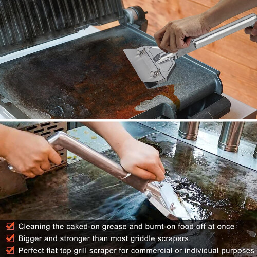Grill Scraper with 5 Replacement Blades, Heavy Duty Flat  Griddle Scraper for Restaurant Cleaning 1