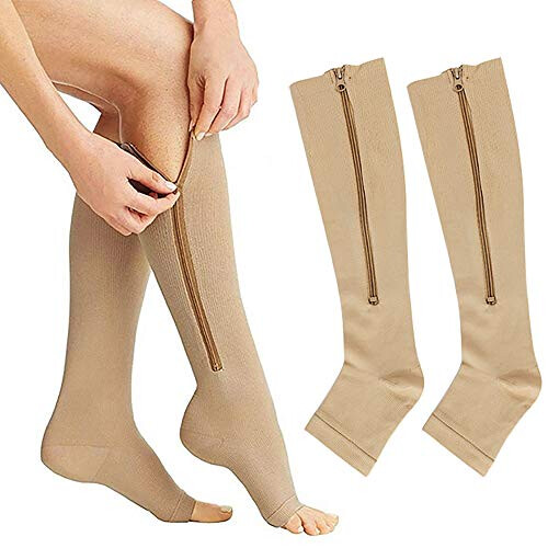 Zipper Compression Socks 1520mmHg Open Toe Graduated Support for Circulation 1